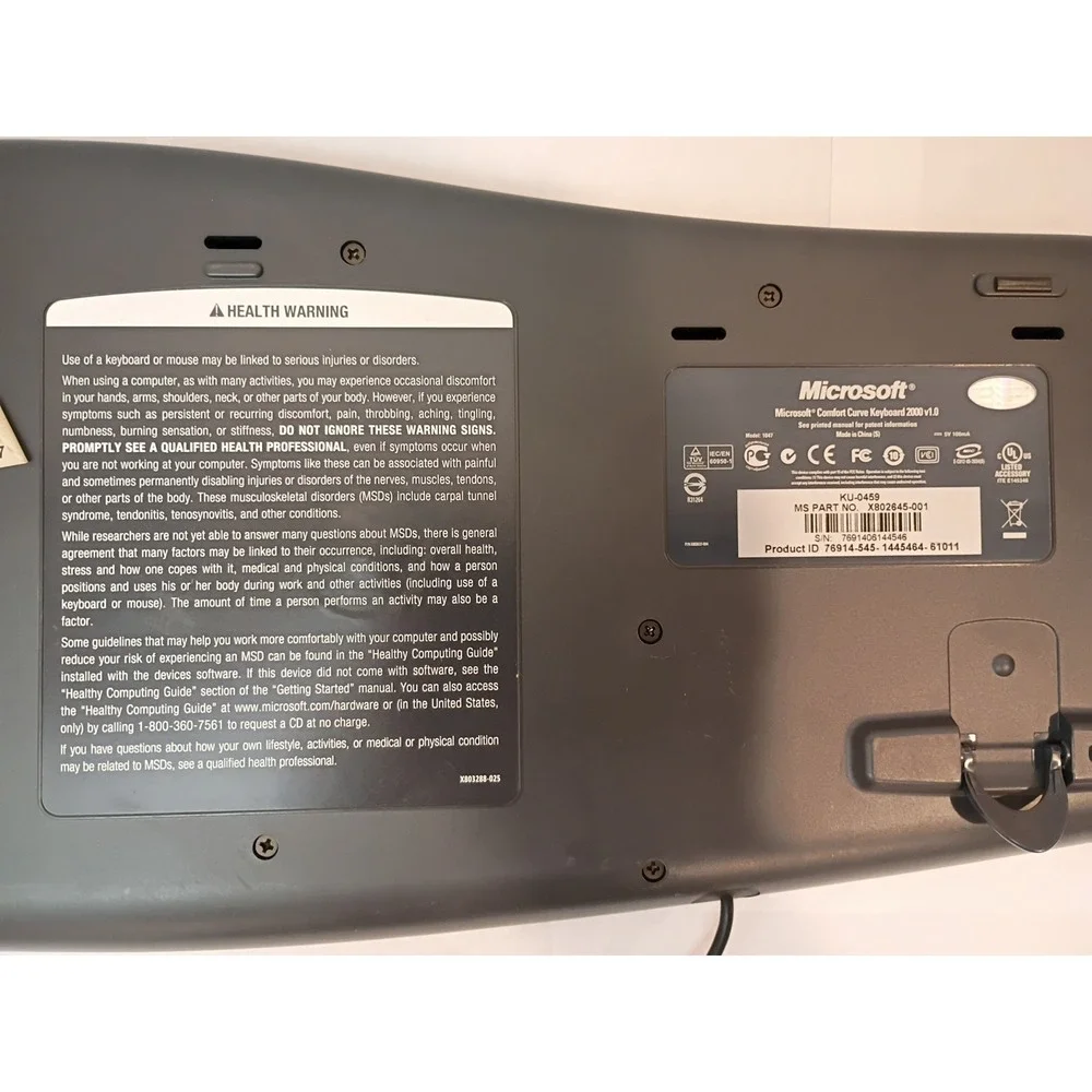 Microsoft Comfort Curve Keyboard 2000 v1.0 USB Wired Ergonomic KU-0459 - TESTED - Picture 5 of 5